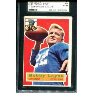  Bobby Layne Autographed/Hand Signed 1956 Topps Card (JSA 