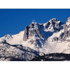  Setting Moon Over Ridge, Briancon, France Premium 