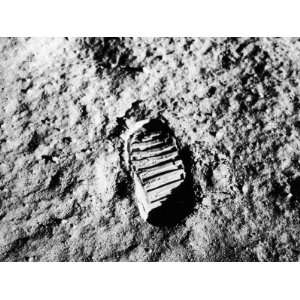 Astronaut Buzz Aldrins Footprint in Lunar Soil During Apollo 11 Lunar 