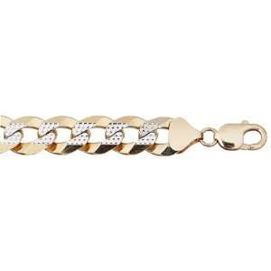  13.9mm White Pave Curb Link (Cuban Link) Bracelet Jewelry