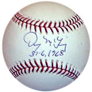 Denny McLain Signed Rawlings Official MLB Baseball w/31 6, 1968