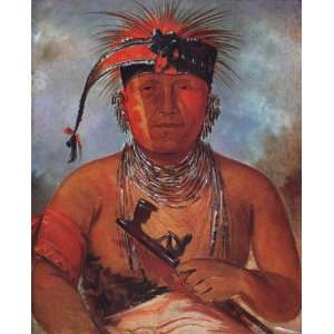   PORTRAIT WITH A PIPE BY GEORGE CATLIN CANVAS REPRO