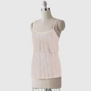  LC by Lauren Conrad Womens Cream Pleated Layered Knit Cami 