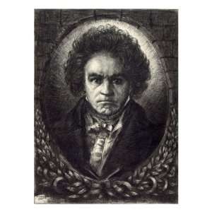 Ludwig Van Beethoven. 20th Century Etching by Wilibald Wolf Rudinoff 