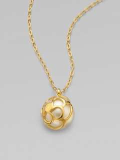 Majorica   16MM Round White Pearl Flower Cup Pendant Necklace