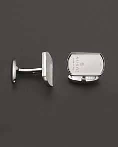 Gucci Sterling Silver Dogtag Cuff Links