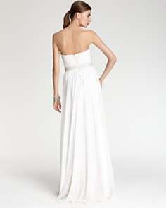 Theia Gown   Embellished Waist Strapless Gown