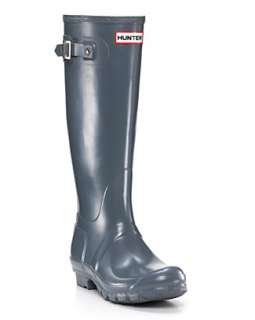 Hunter Womens Original Classic Glossy Rain Boots   Graphite 