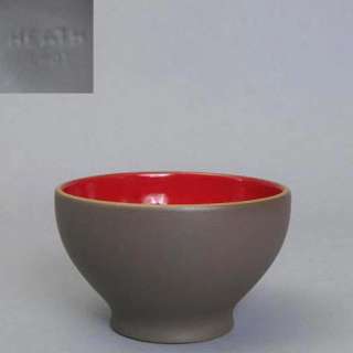 Heath Ceramics Pottery USA Discontinured Ruby Red & Cocoa Café Bowl 