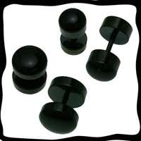 16g Fake Plugs All Black Cheater Like 0G Gothic  