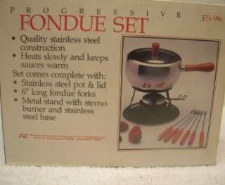 Vintage Progressive Stainless Steel Fondue Set   New  
