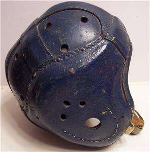 c1930s VINTAGE BLUE LEATHER FOOTBALL HELMET M7824  