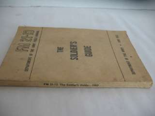 Original 1952 Soldiers Guide Army Field Manual Vintage Collectible FM 