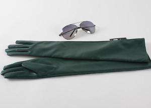 50cm(19.6) long real leather evening gloves*DK green  