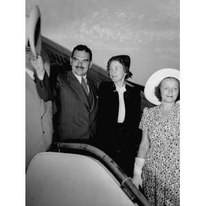  Thomas E. Dewey and His Wife Arriving by Plane to Attend 