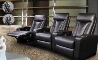 PAVILLION 600130 HOME THEATER CHAIRS RECLINING BLACK TOP GRAIN LEATHER 