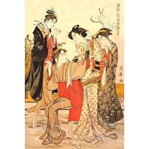  Four Women by Kitigawa Utamaro. Size 17.75 X 26.50 Art 