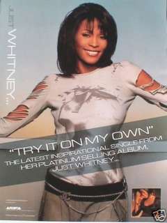 WHITNEY HOUSTON JUST TRY IT ON MY OWN US PROMO POSTER  