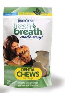 NEW TROPICLEAN FRESH BREATH DENTAL CHEWS FOR DOGS  