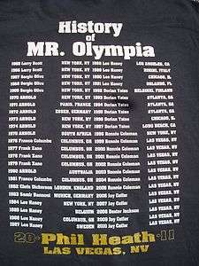  Shirt ALL NEW PHIL HEATH History Of Mr Olympia shirt 2011  