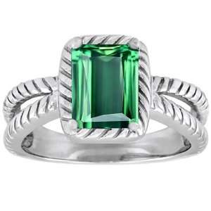   Created Emerald Cut Emerald Ring(MetalWhite Gold,Size4.5) Jewelry