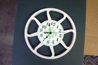 Home Theater Decor Movie Reel Clocks White w/Green Dial  