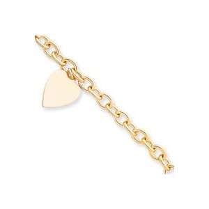  14k 8.5 Inch Engraveable Heart Charm Bracelet   Lobster 