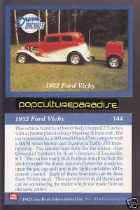 1932 FORD VICKY Hot Rod w/Trailer Car Picture Fact Card  