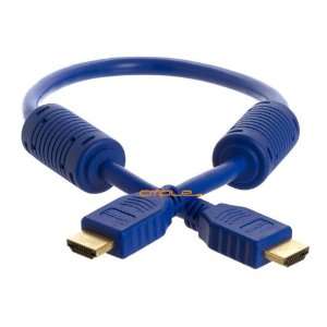  28AWG HDMI Cable with Ferrite Cores Blue 1.5ft 