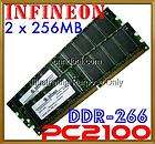 256MB (512MB) Infineon PC2100 DDR266 SS Desktop Computer Memory 