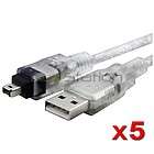 5x Translucent USB to IEEE 1394 4 Pin Cable 6 Feet 1.8m