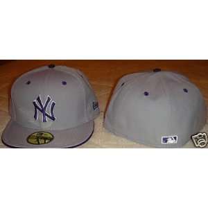 York Yankees Grey Custom New Era Hat Cap 7 1/2 MLB   Mens MLB Fitted 