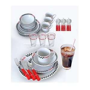   32pc Auth. Coca Cola Coke Dinnerware & Flatware Set
