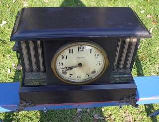 INGRAHAM Mantle Clock ANTIQUE Shelf Case  