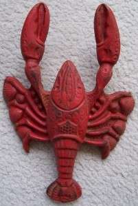 Antique Cast Iron RED LOBSTER BOOT JACK Nautical Decor  