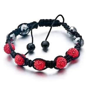   Disco Ball Friendship Bracelets Adjustable (5 Red) Pugster Jewelry
