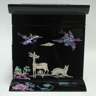  Pearl Asian Lacquer Wooden Jewelry Gift Storage Ring Trinket Chest Box