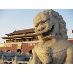  Lion and Tienanmen Gate in the City of Beijing, China 