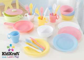 New 27 pc Pastel Toy Kitchen Play Dishes Pot & Pan Set  