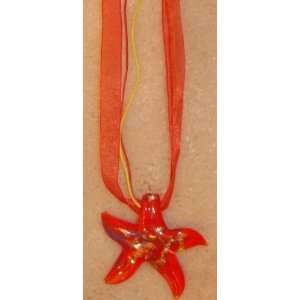    Orange Starfish Glass Pendant Necklace Arts, Crafts & Sewing