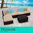 Premier Modular 6 Piece Outdoor Wicker Patio Set 06b Sand Furniture IN 