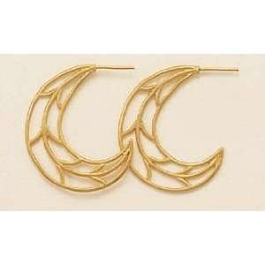  14K Gold Plated Sterling Silver Cut Out Crescent Moon Half 