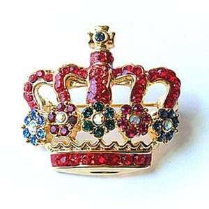  24k Gold Plated Swarovski Crystal Royal Crown Pin/Brooch Jewelry