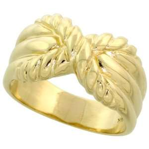 14k Gold Contemporary Rope Style Knot Ring, 3/8 (10mm) wide, size 6.5