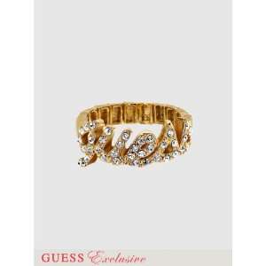  GUESS Pave Logo Stretch Ring, GOLD Jewelry