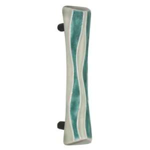   Small Ceramic Pull Green w/ Teal Sea Grass Cabinet Drawer Pull (PP6YP