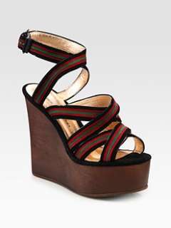 Marc by Marc Jacobs   Suede & Leather Contrast Stripe Wedge Sandals