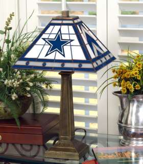 DALLAS COWBOYS LOGO STAINED GLASS MISSION TABLE LAMP  