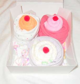 Baby Girl Carters Onesie and Diaper Cupcake Gift Box Great Shower 