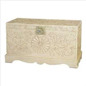   Furniture 5536E Floral Trunk Hope Chest, Off White